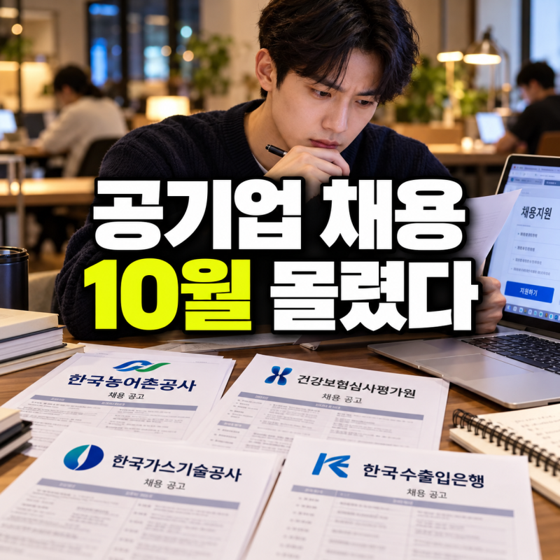 공기업 채용 10월 몰렸다! 4곳에서만 697명 뽑는다 (농어촌·심평원·가스기술·수출입)