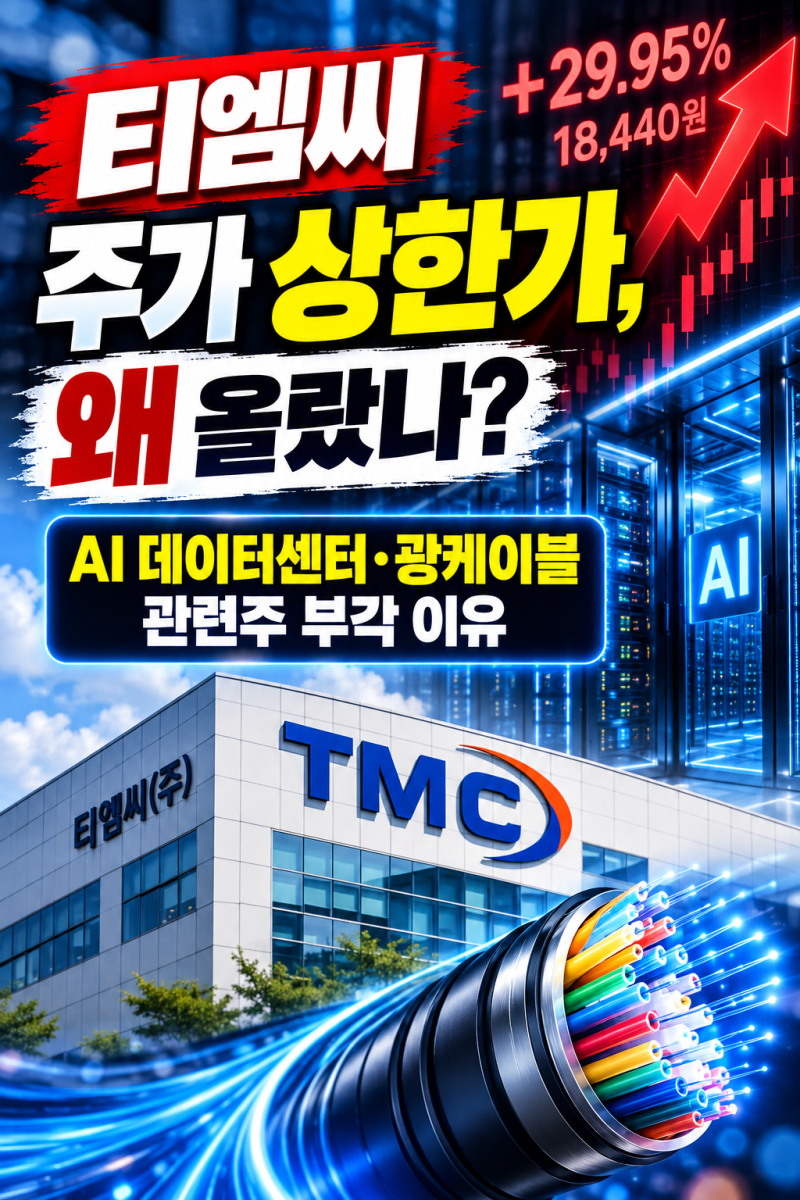 티엠씨 주가 상한가, 왜 올랐나?｜AI 데이터센터·광케이블 관련주 부각 이유