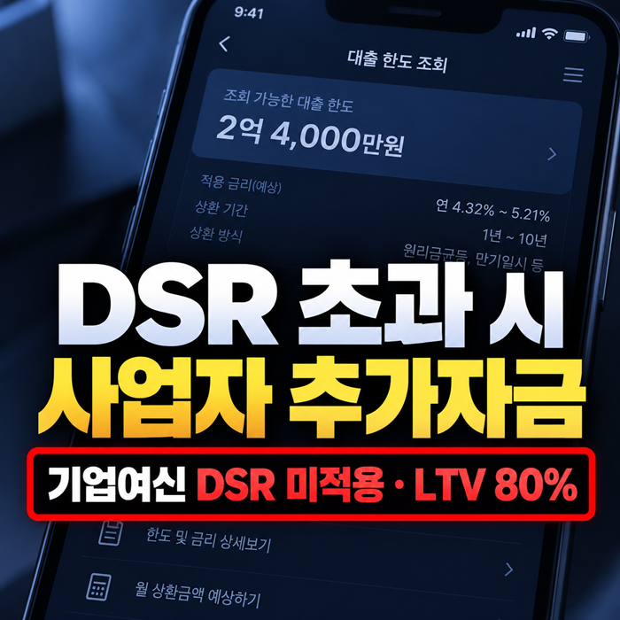 신협 주택담보대출 DSR 초과했다면 사업자 추가자금도 어려울까?