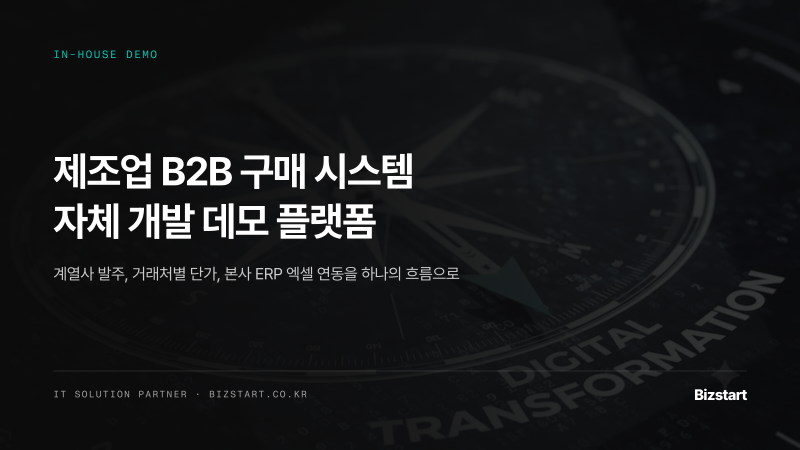 제조업 B2B 구매 시스템 자체 개발 데모, 거래처별 단가부터 ERP 엑셀 연동까지