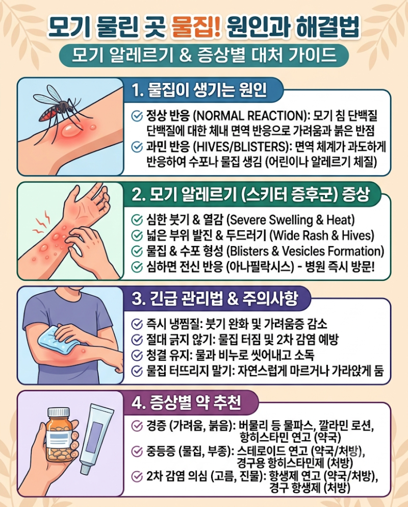 모기 물린 곳 물집, 모기 알레르기 증상 대처법, 증상별 연고 추천