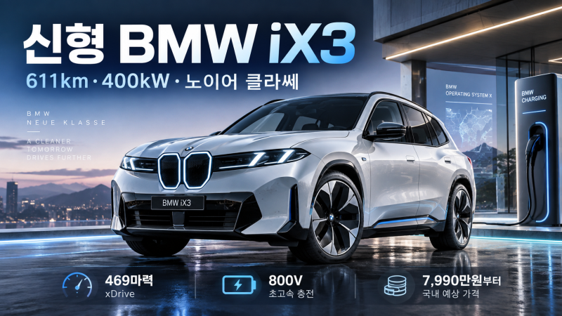2026 BMW 신형 iX3 가격·주행거리 총정리｜611km·400kW 충전 노이어 클라쎄