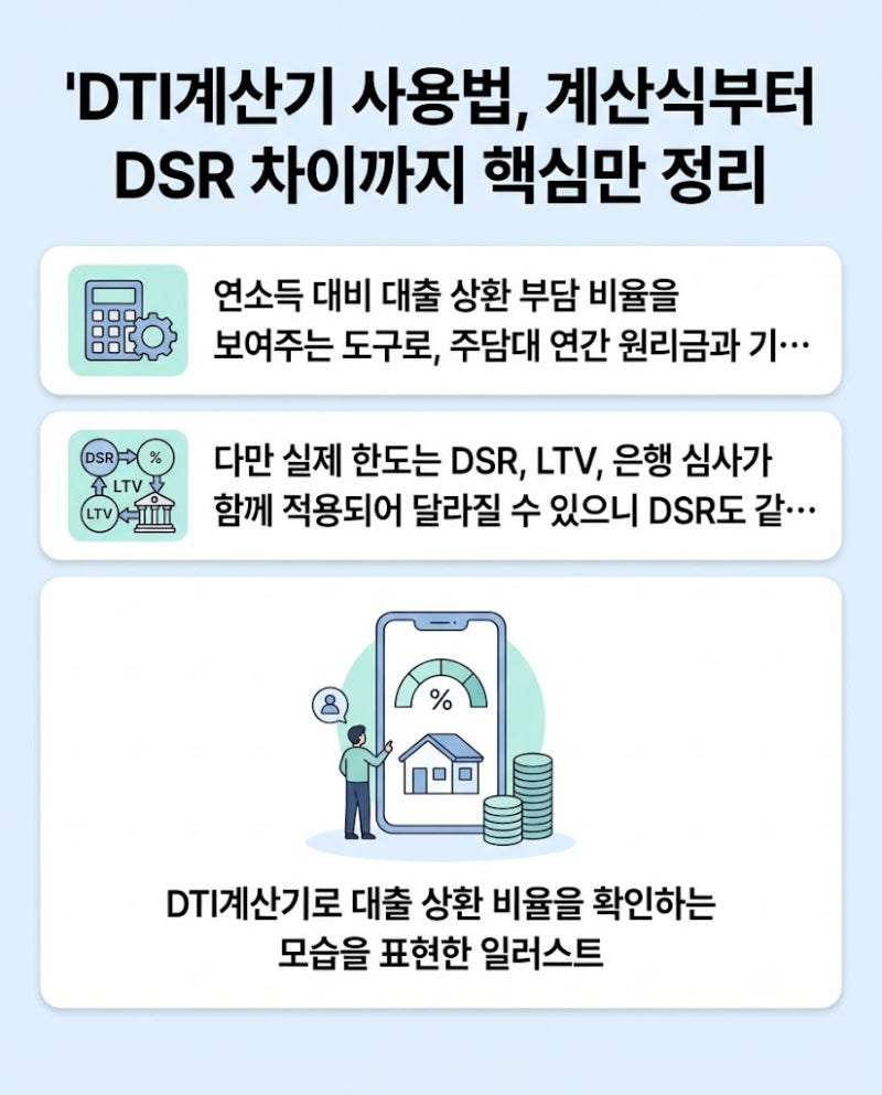 DTI계산기 사용법, 계산식부터 DSR 차이까지 핵심만 정리