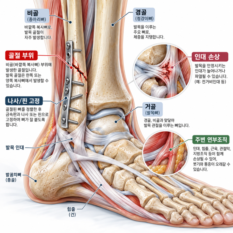 발목 골절, 뼈는 붙었다는데 왜 계속 아플까요?