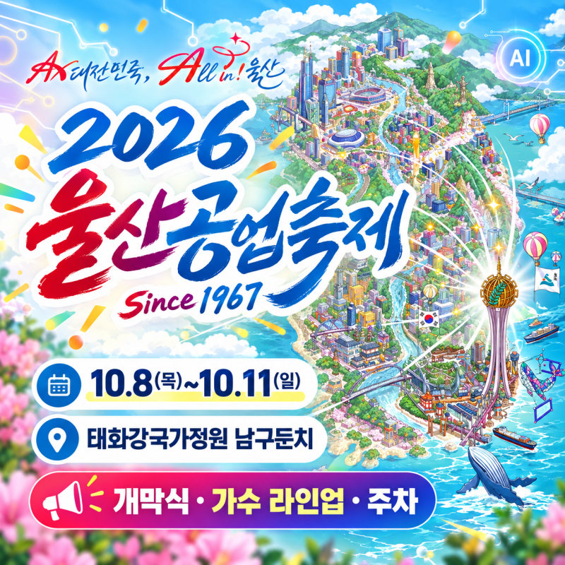 2026年蔚山工業祭り日程 | 太和江国家庭園開会式・歌手ラインナップ・駐車場