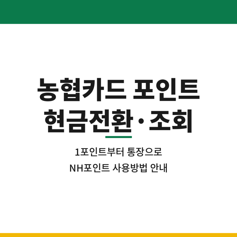 농협카드 포인트 현금전환 1포인트 사용방법 NH포인트 조회 안내