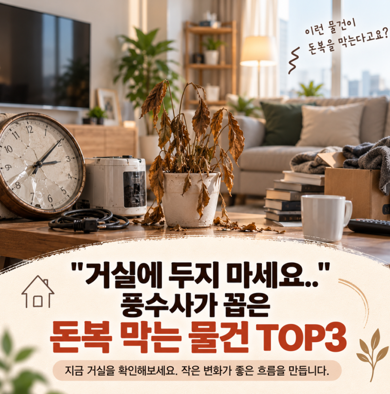 "거실에 두지마세요.." 풍수사가 꼽은 돈복 막는 물건 TOP3