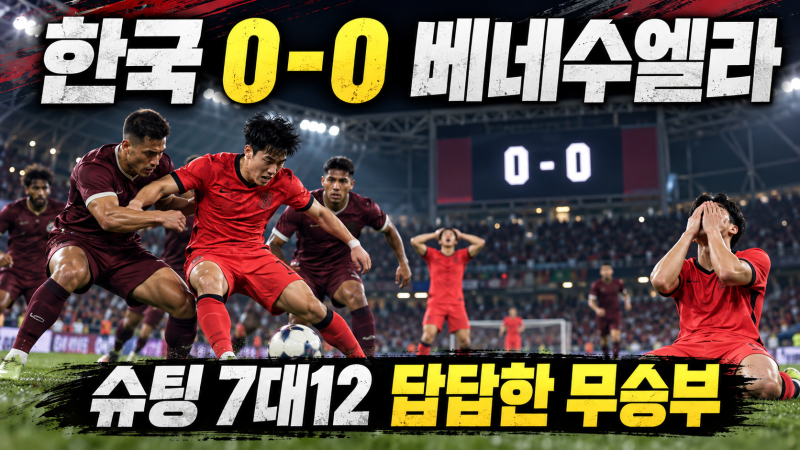 한국 베네수엘라 축구 결과 0-0 무승부, 슈팅 7대12로 밀린 모레노호