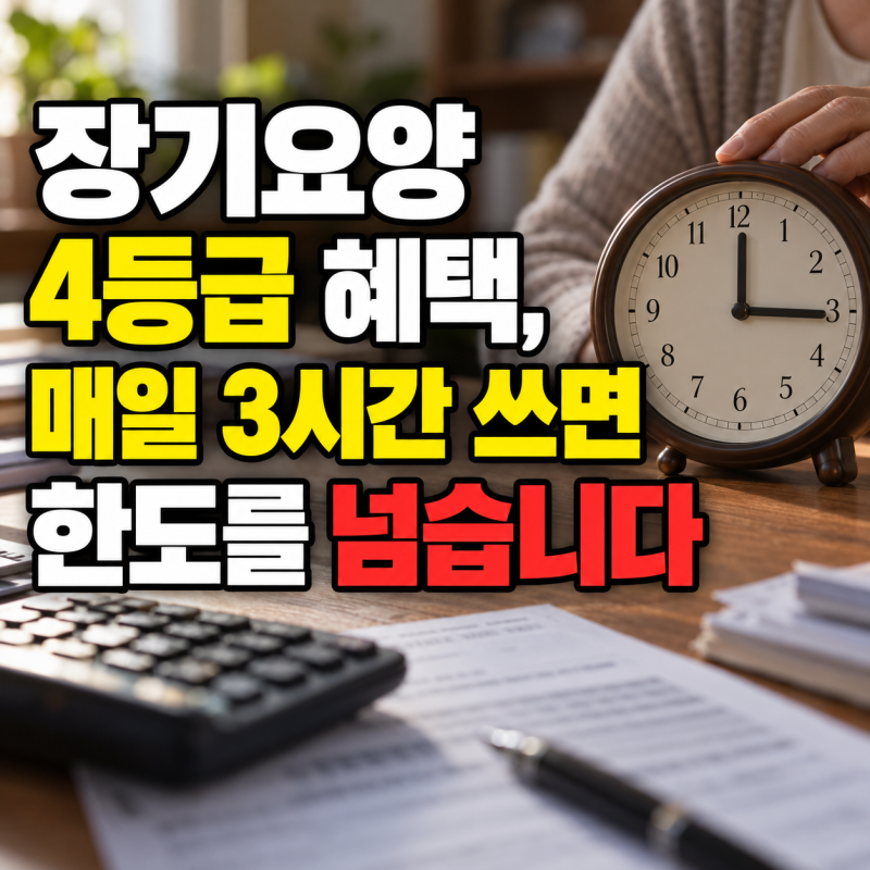 장기요양 4등급 혜택, 매일 3시간 쓰면 한도를 넘습니다