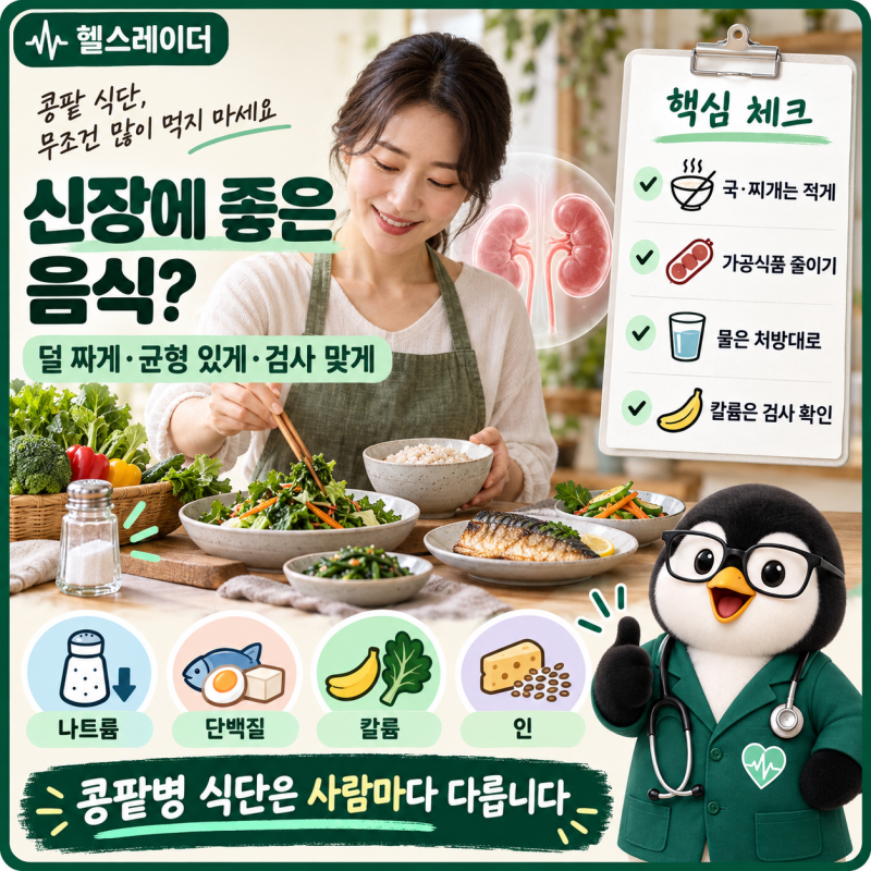 신장에 좋은 음식과 피해야 할 식습관, 콩팥병 환자 나트륨·칼륨·단백질 관리