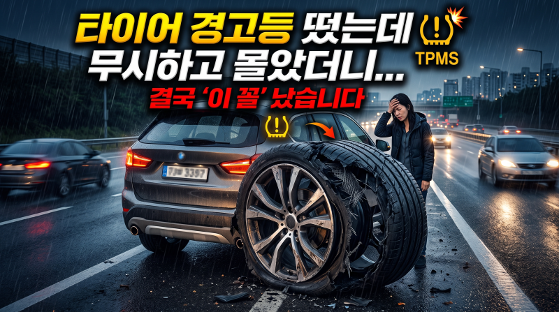 타이어 공기압 경고등 떴는데 무시하고 몰았더니 결국 벌어진 일