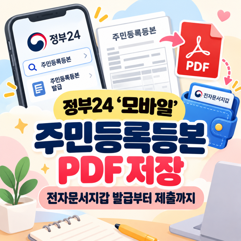 정부24 '모바일' 주민등록등본 PDF 저장, 전자문서지갑 발급부터 제출까지