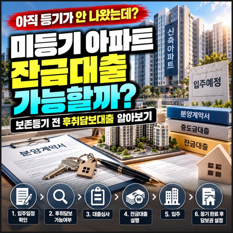 미등기 아파트 잔금대출 가능할까? 보존등기 전 후취담보대출 알아보기