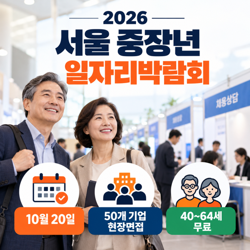 10월 20일 서울 중장년 일자리박람회 50개 기업 직접 만나 현장면접 받는 방법 서울 중장년 일....