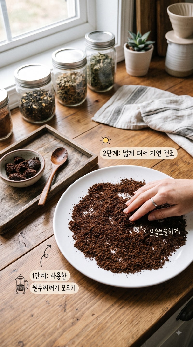 커피 찌꺼기 버리는 법 — 음식물쓰레기 아니고 일반쓰레기입니다
