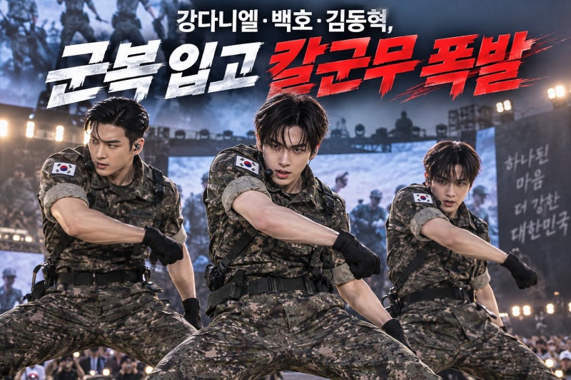 강다니엘·백호·김동혁, 군복 입고 선보인 역대급 칼군무의 비결