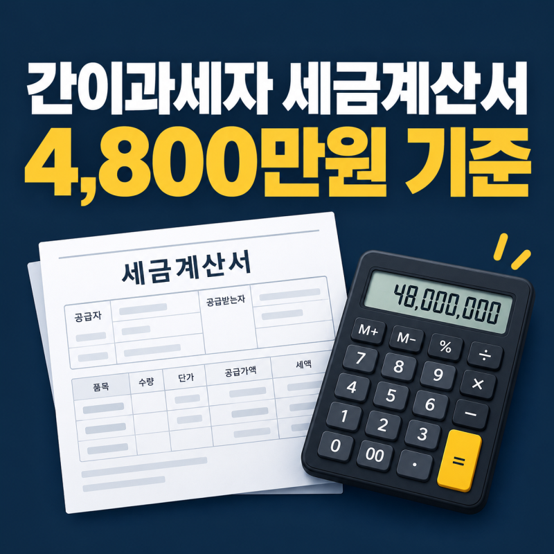 간이과세자 세금계산서 발급, 연매출 4,800만원 기준으로 갈립니다