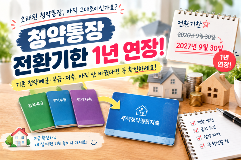 청약통장 전환기한 1년 연장｜기존 청약예금·부금·저축 아직 안 바꿨다면 확인하세요