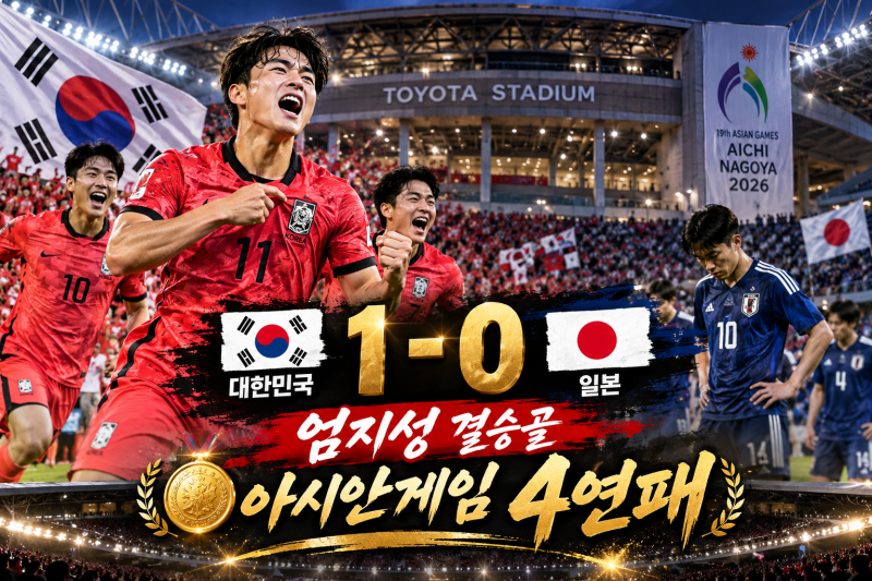 한국 일본 1-0｜엄지성 결승골, 아시안게임 남자축구 사상 첫 4연패