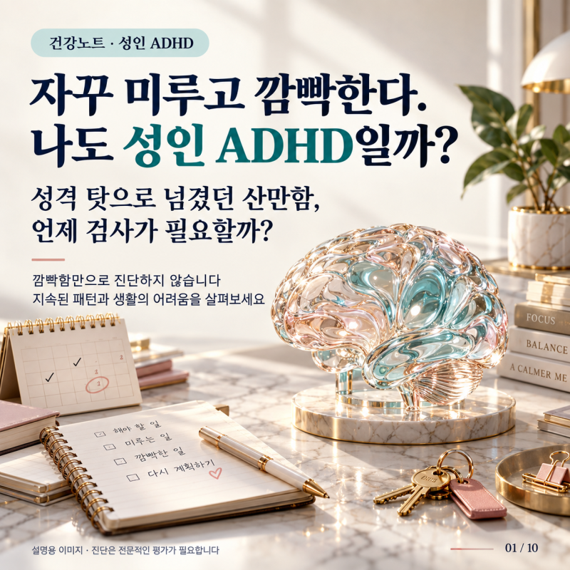 자꾸 미루고 깜빡한다. 나도 성인 ADHD일까? 성격 탓으로 넘겼던 산만함, 언제 검사가 필요할....