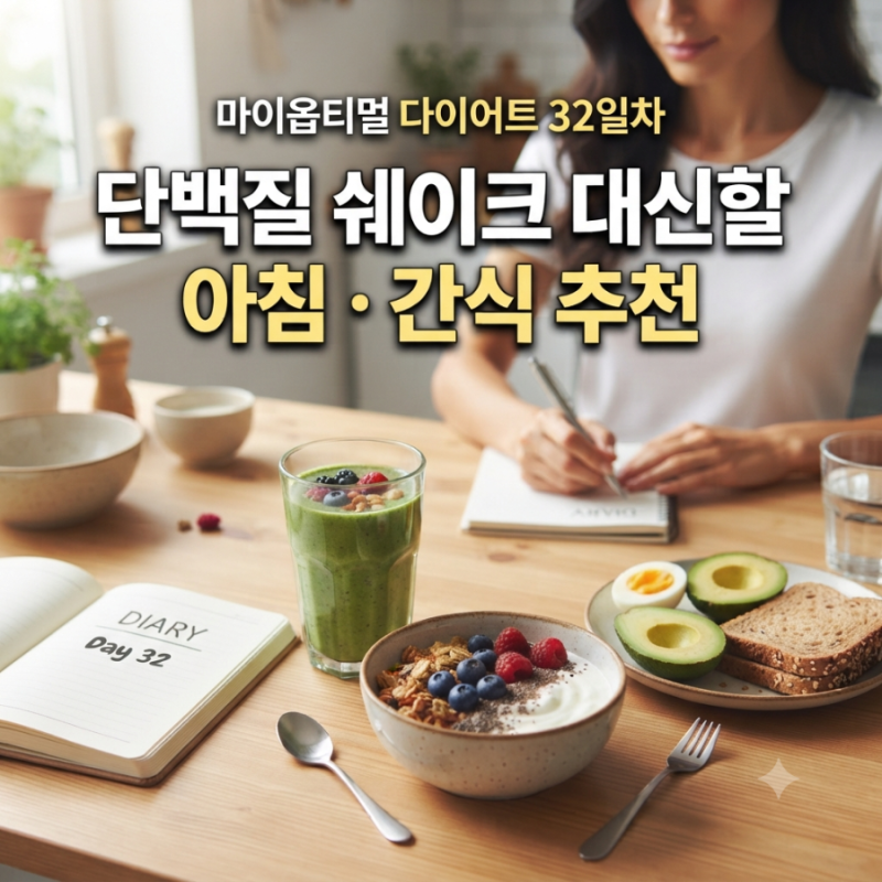 [박용우 마이옵티멀 스위치온 32일차] 단백질 쉐이크 대체해도 될까? 아침·간식 대안 추천