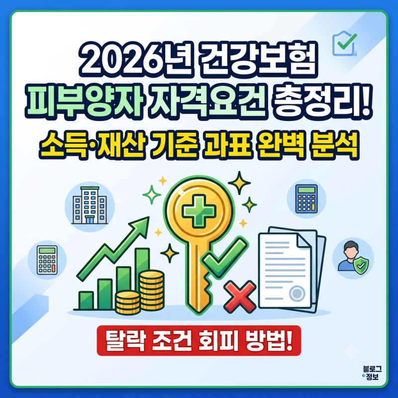 2026년 건강보험 피부양자 자격요건 총정리! 소득·재산 기준 과표 탈락 조건 회피 방법