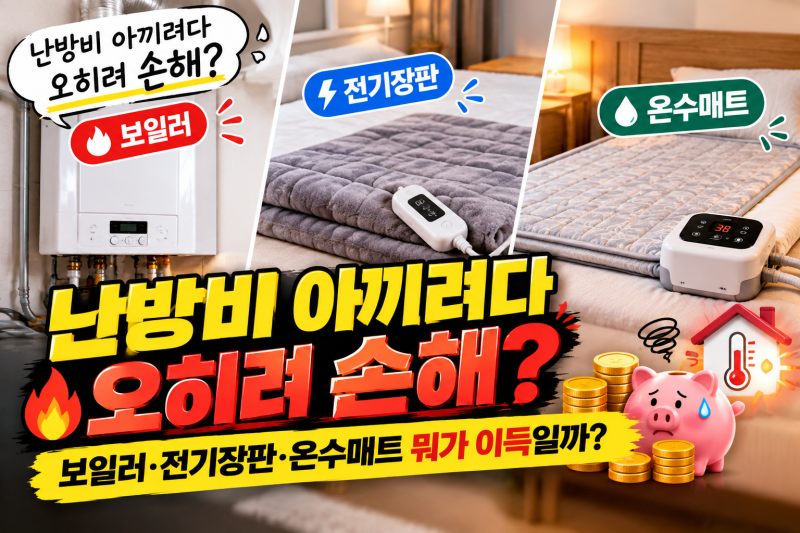 난방비 아끼려다 오히려 손해? 보일러·전기장판·온수매트 뭐가 이득일까?