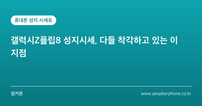 갤럭시Z플립8 성지시세, 다들 착각하고 있는 이 지점