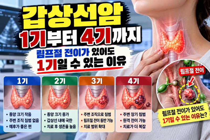 갑상선암 1기부터 4기까지, 림프절 전이가 있어도 1기일 수 있는 이유