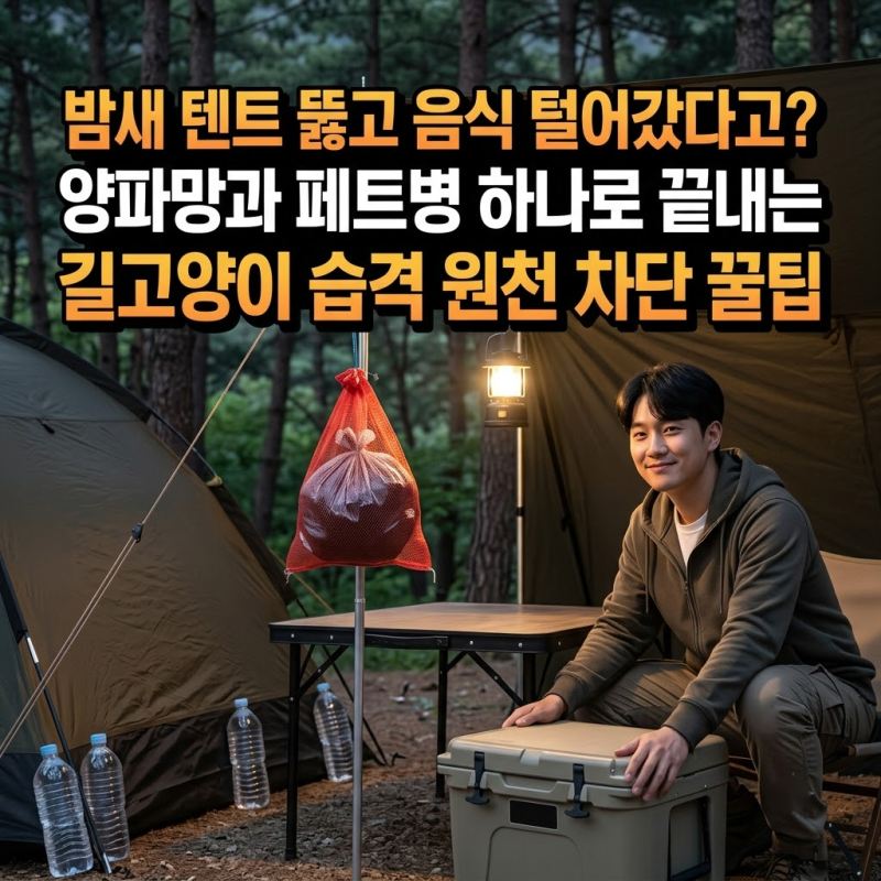 밤새 부스럭대며 텐트 뚫고 음식 털어갔다고? 양파망과 페트병으로 끝내는 길고양이 차단 꿀....