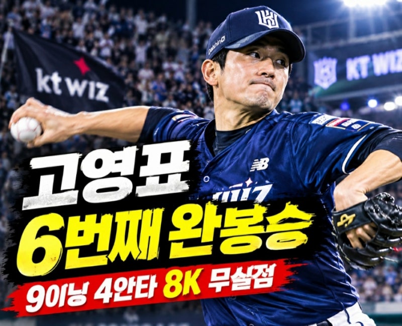 "다승왕까지 보인다" 고영표, 6번째 완봉승에 KT 우승까지 성큼