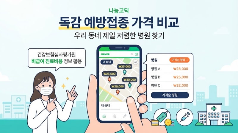 독감 예방접종 가격 비교사이트 우리 동네 제일 저렴한 병원 찾는 법