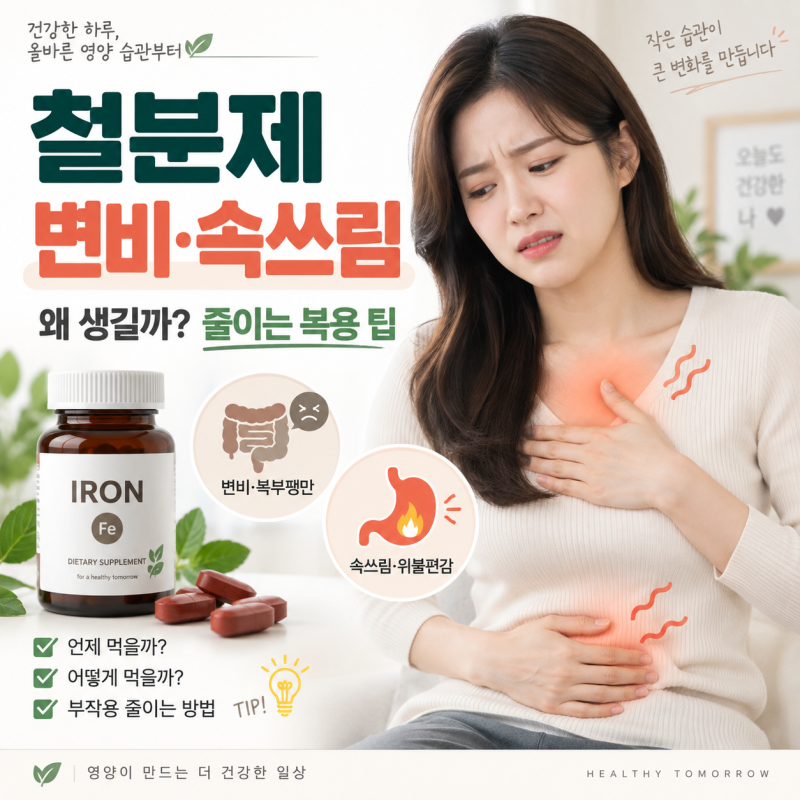 철분제 변비 속쓰림 부작용 원인과 흡수율 높이는 올바른 복용법 총정리