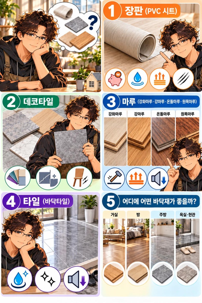 장판 종류별 비교: 장판·데코타일·마루, 뭐가 다르고 뭘 골라야 할까?