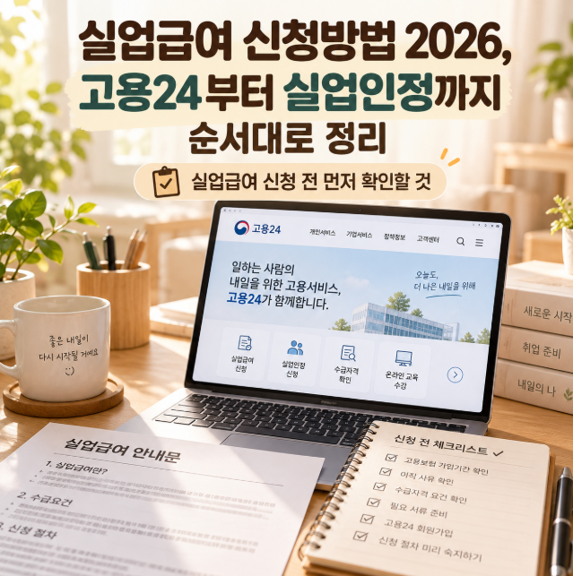 실업급여 신청방법 2026, 고용24부터 실업인정까지 순서대로 정리