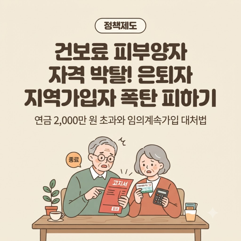 건강보험 피부양자 자격 박탈 기준 총정리! 연금 2,000만 원 초과 시 지역가입자 전환 폭탄 대....