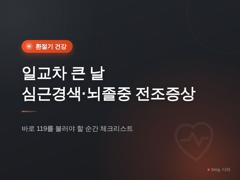 일교차 큰 환절기, 심근경색·뇌졸중 전조증상 체크리스트 | 바로 119를 불러야 할 순간