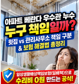 아파트 베란다 우수관 누수 책임 윗집 아랫집 일상생활배상책임보험 해결법 총정리