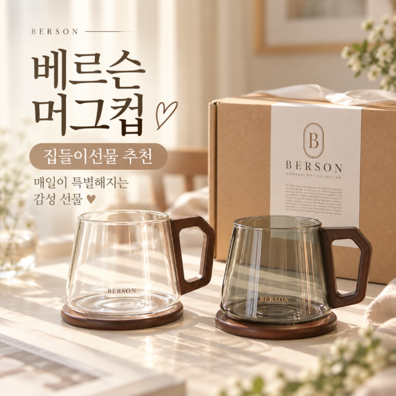 신혼부부 선물 추천 : 베르슨 내열유리 머그컵 감성 집들이템