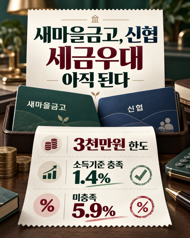 새마을금고, 신협 세금우대 아직 되나? 3천만원 넣으면 세후이자 얼마나 차이날까