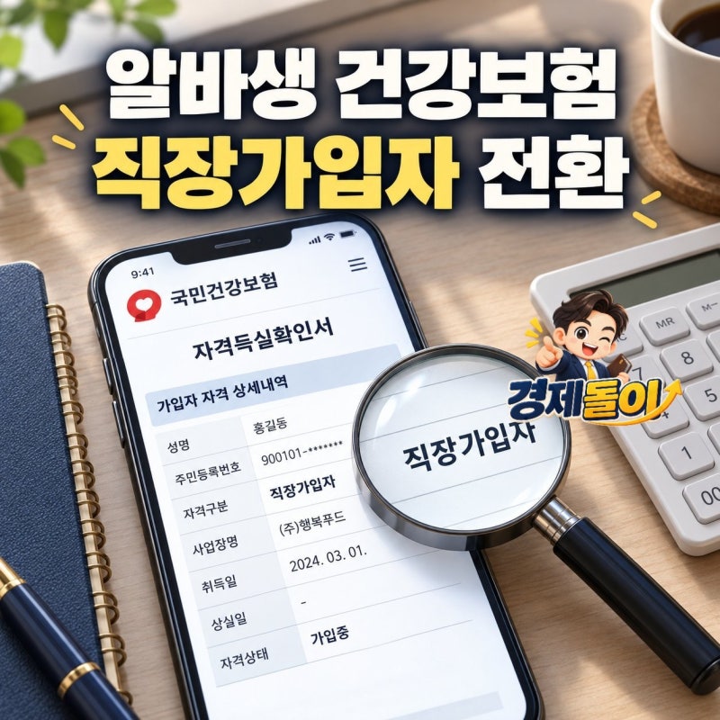 알바생 건강보험 직장가입자 전환 방법 및 요건