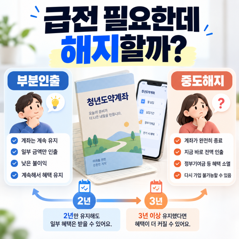 청년도약계좌 급전 필요하면 해지해야 할까? 중도인출·중도해지 먼저 따져볼 것