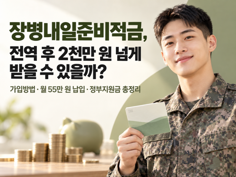 장병내일준비적금, 전역 후 2천만원 넘게 받는다. 가입방법·정부지원금 총정리