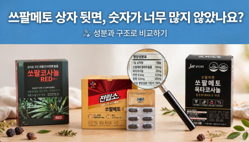 쏘팔메토 추천 (3종 비교) 남진 쏘팔코사놀 레드,중외제약 쏘팔메토올타코사놀,CJ 전립소