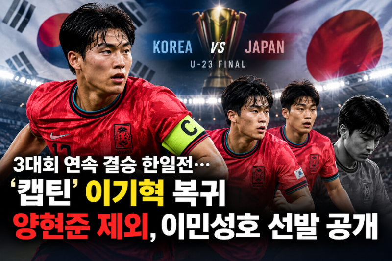 결승 한일전, 한국이 꺼낸 승부수…이기혁 돌아오고 양현준은 벤치서 출발