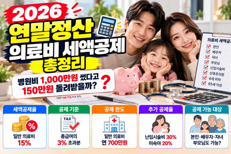 2026 연말정산 의료비 세액공제 총정리｜병원비 1,000만원 썼다고 150만원 돌려받을까?