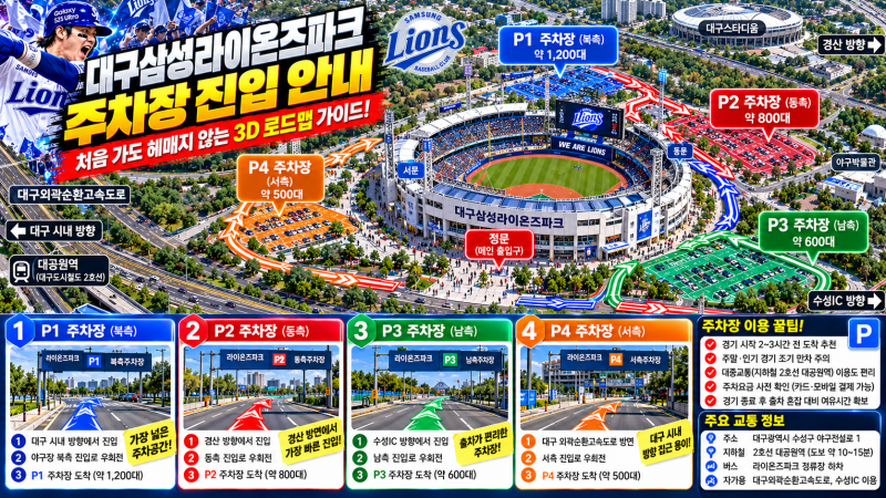 [대구 삼성라이온즈파크 주차장 총정리] 주차 요금부터 만차 시 꿀스팟 달구벌대로 대안 주....