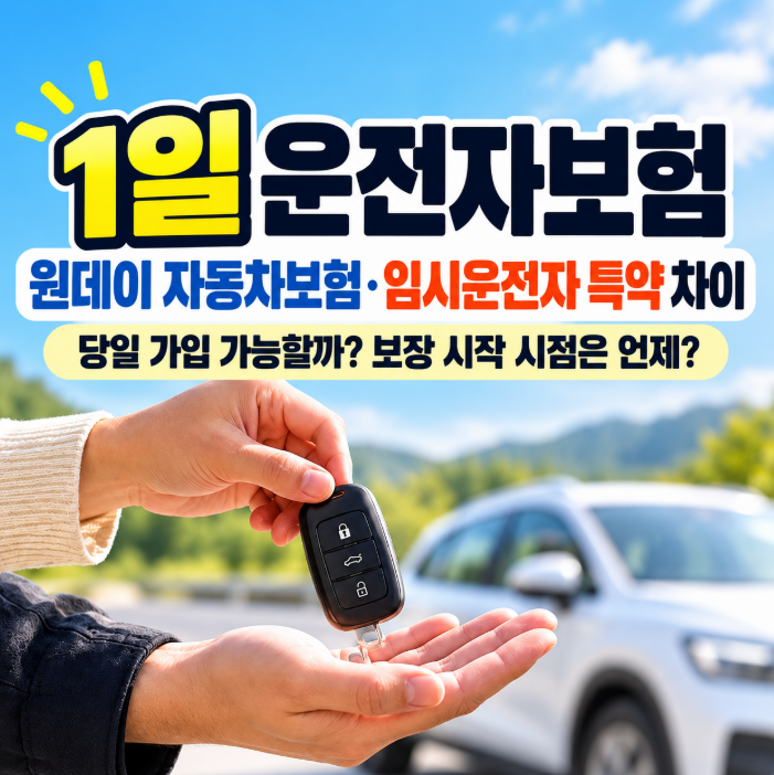 1일 운전자보험 오늘 가입해도 될까? 원데이 자동차보험·임시운전자 특약 차이