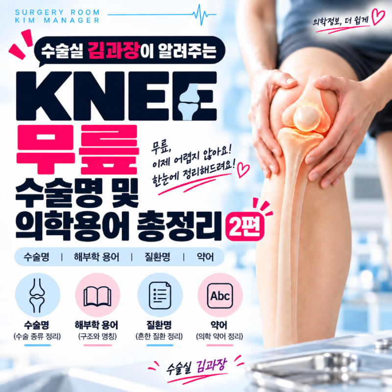 무릎(Knee) 수술명 시술명 총정리 2편 ｜전방십자인대 후방십자인대 재건술 반월상연골 슬관....