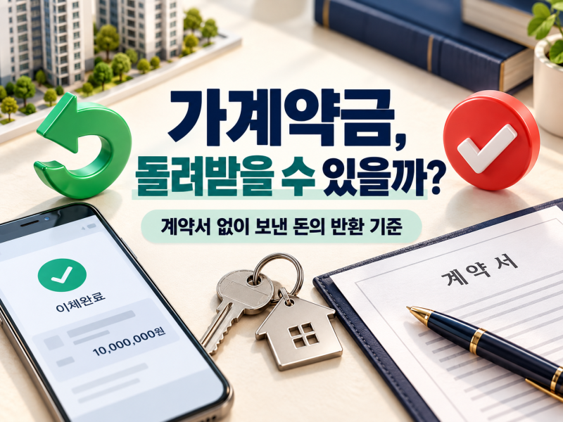 부동산 가계약금 돌려받을 수 있을까?｜계약서 없이 보낸 돈, 반환 기준 총정리